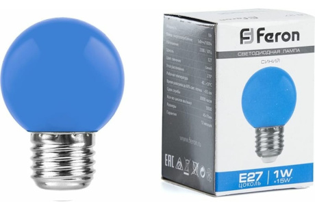 Купить Лампа LED LB-37 1W E27 синий  FERON фото №1